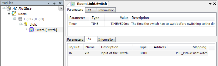 Einstellungen des Moduls "Switch“