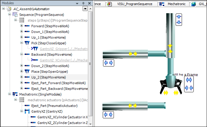 Beispiel Application Composer Modulbaum und Visualisierung