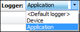 Auswahlliste ‚Logger‘ mit Applikations-Logbuch und Geräte-Logbuch