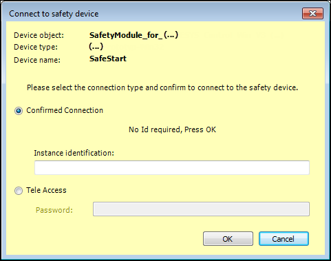 Dialog: Connect to safety controller