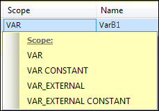 Example: List box for the scope of the VarB1 variable