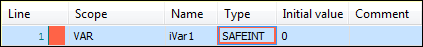 Example of change marker: Data type of the variables iVar1 was changed