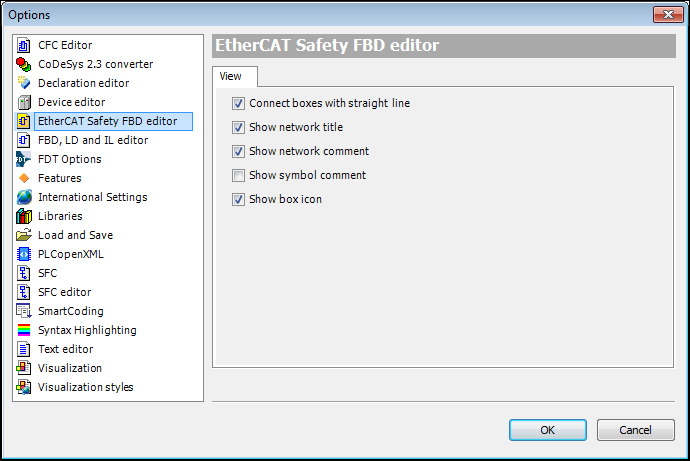 Diálogo: EtherCAT Safety Opciones FBD