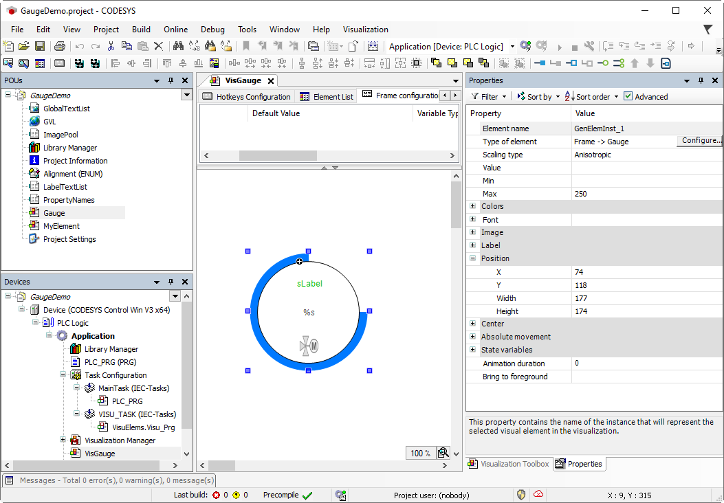 VisGauge visualisation utilisée comme élément