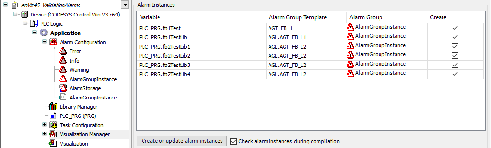 Configuration des alarmes
